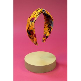 Printed Velvet Headband - Mustard