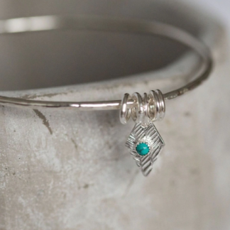 Sterling SIlver Diamond and Turquoise Bangle
