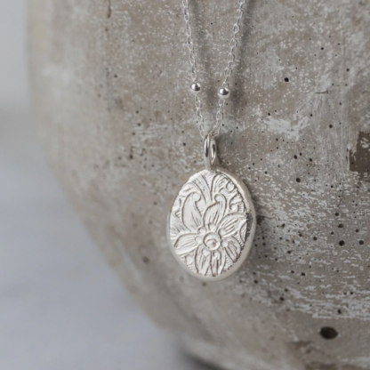 Sterling Silver Floral Textured Pendant