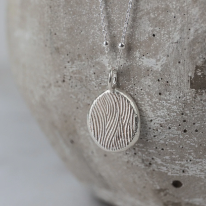 Sterling Silver Wood Textured Pendant