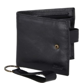 Leather Wallet & Keyring Gift Set - Black