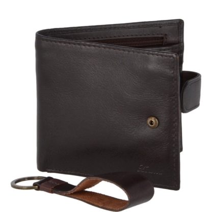 Leather Wallet & Keyring Gift Set - Brown
